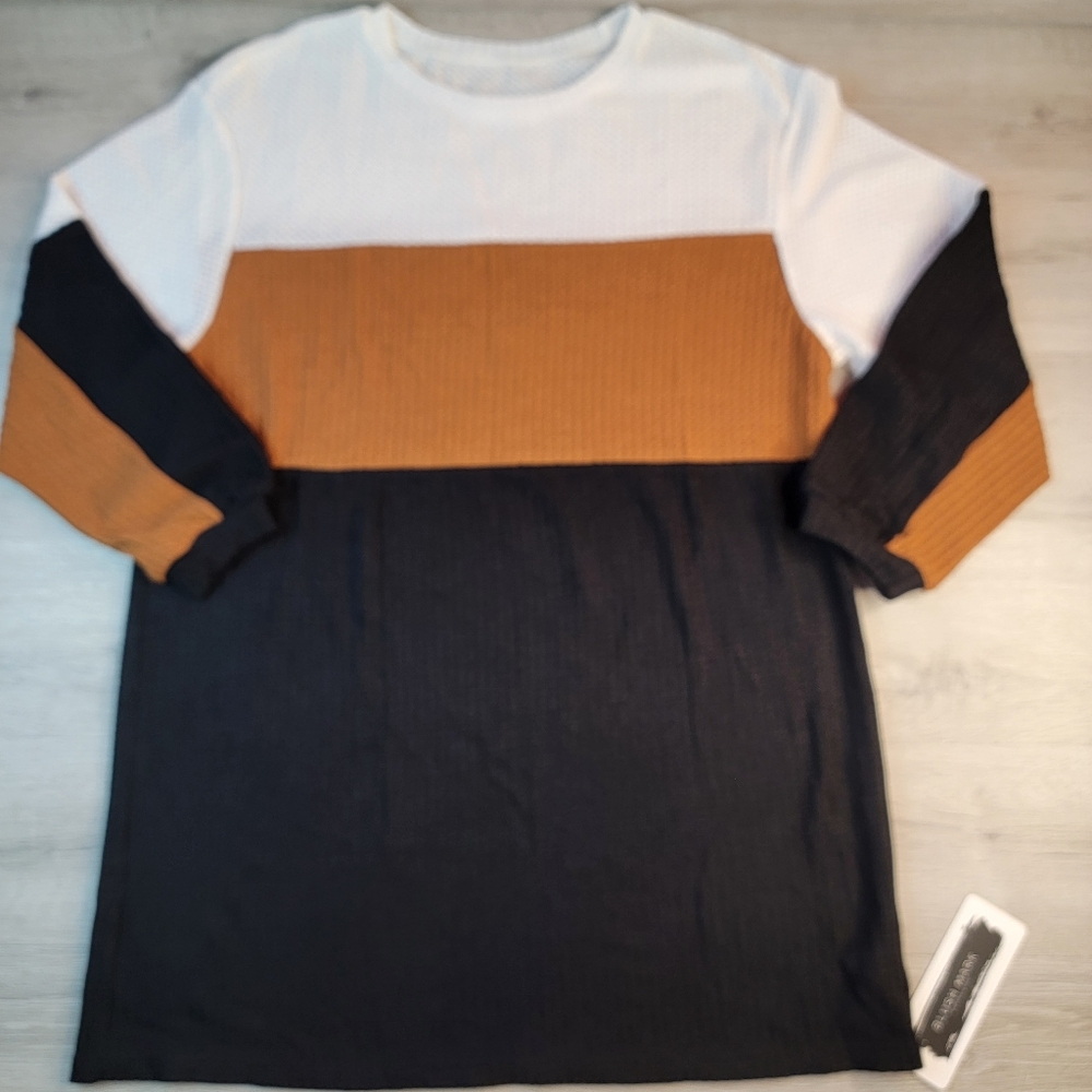 Blushmark Womens Size Medium Knit Dress/shirt Gold/black/white NWT [45]